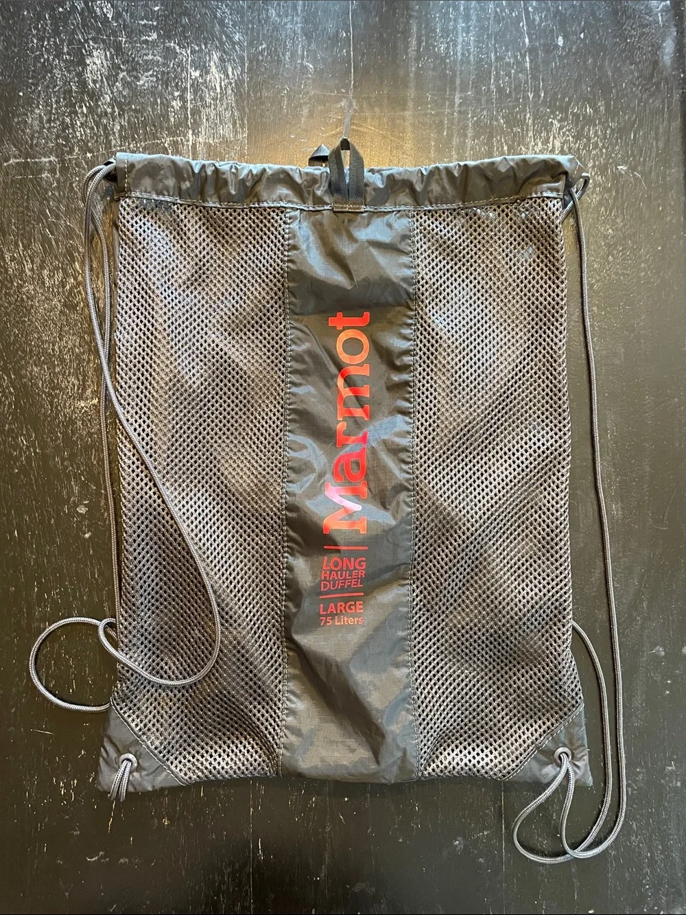 Marmot Black Drawstring Duffel Sack with Red Logo 7.75 Liters - Long Haul Duffel